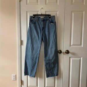 Abercrombie & Fitch Women's Light Blue High-Rise Straight Jeans